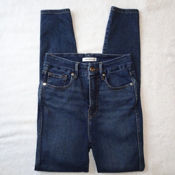 Good American Good Curve Skinny Jeans | Dark Wash | EUC | 0/25 - Picture 1 of 11